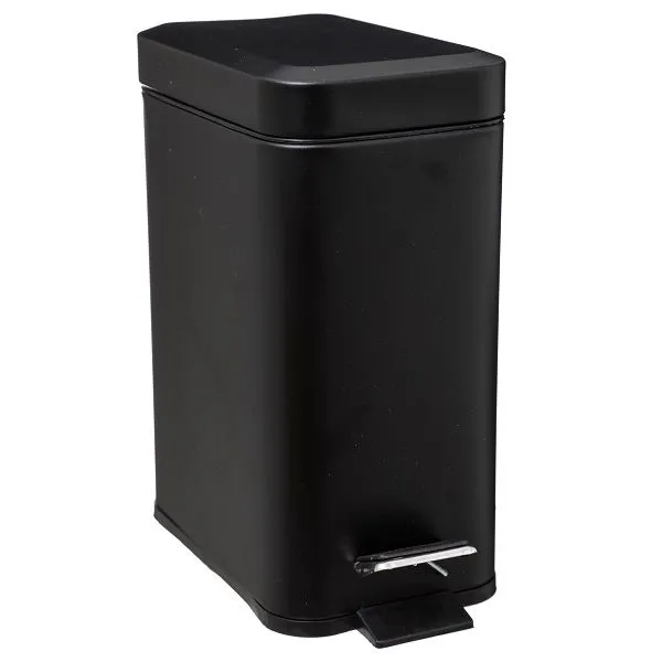 Stainless Steel Rectangular Softclix Pedal Bin 5Lt - Black