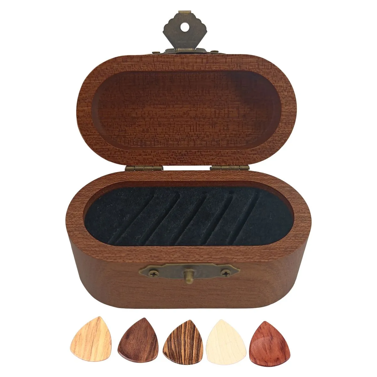 Wooden guitar pick case (5 picks)