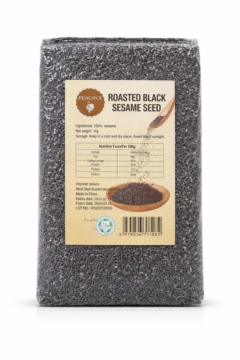 Peacock Black Roasted Sesame Seeds 1kg