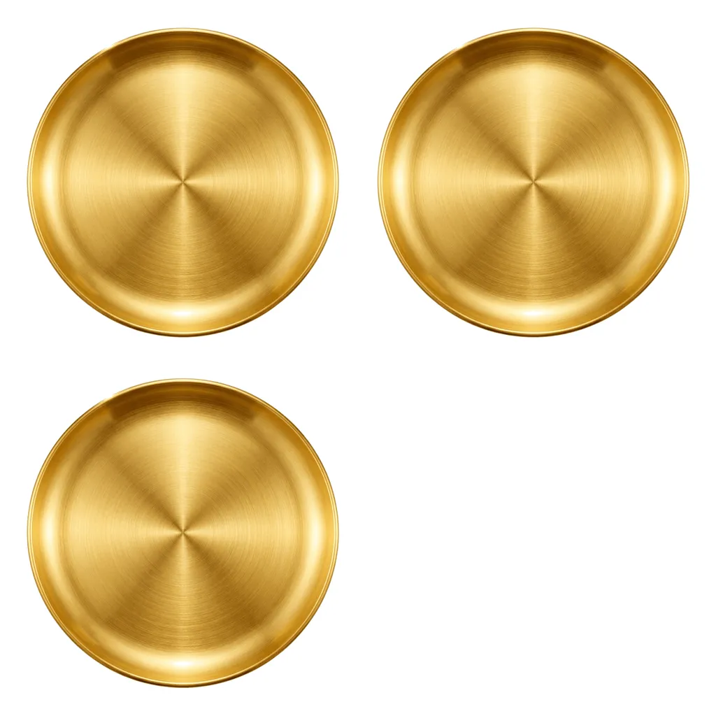 3 Pack - 30cm Stainless Steel Food Serving Tray - Gold