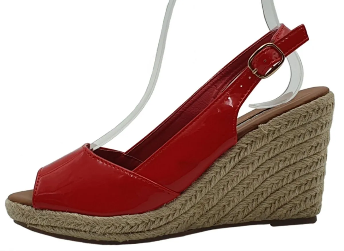 Women's Peep-Toe Slingback Espadrilles - Red