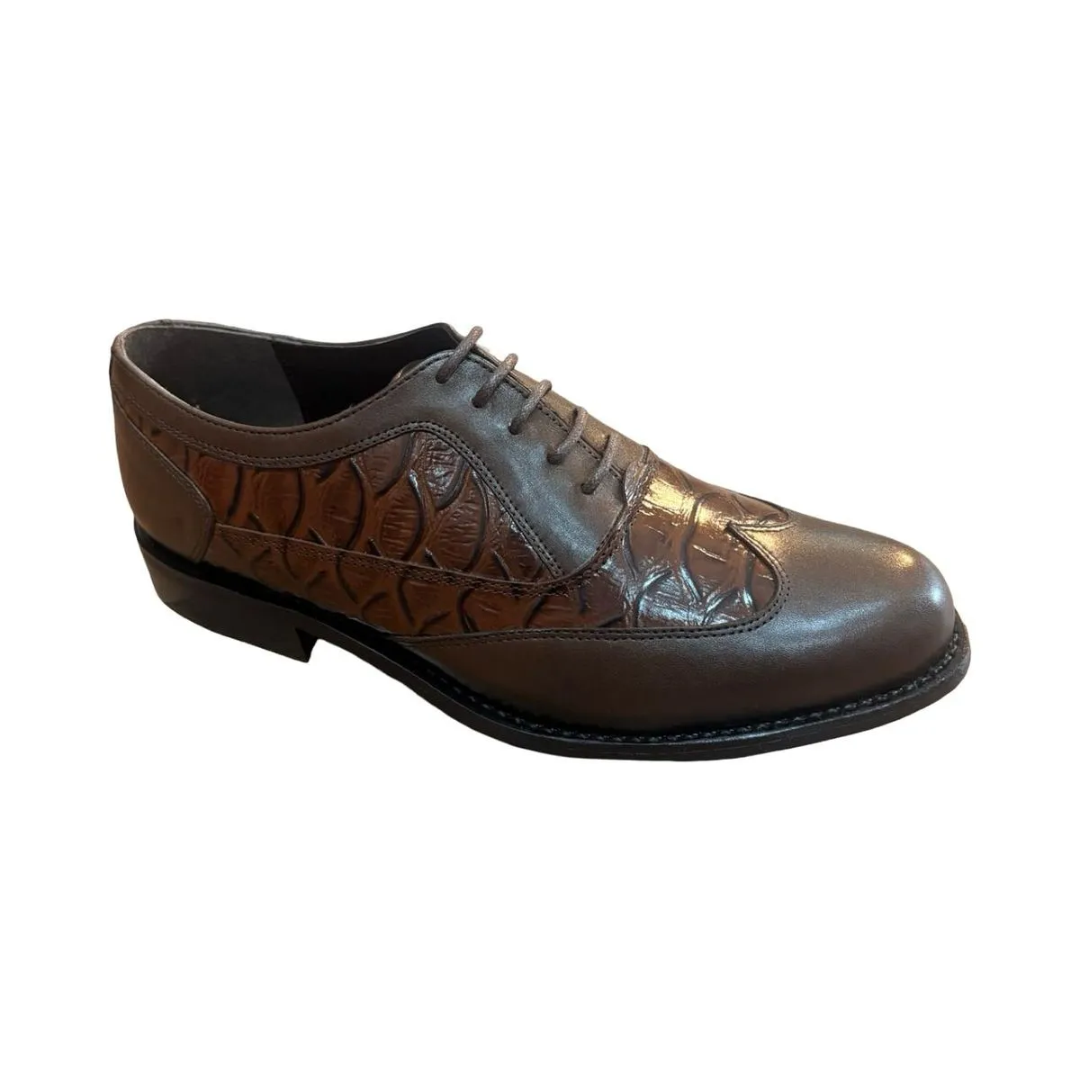 Men's Formal Oxford Dress Shoes - Textured Leather Panel