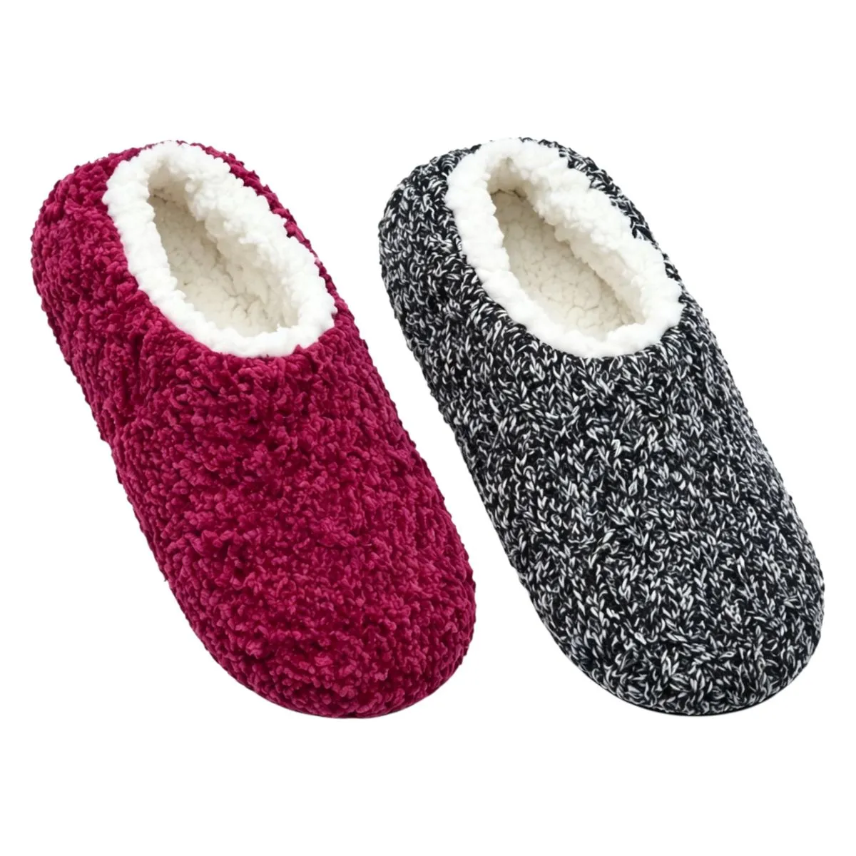 4 Pack Winter Knitted Ladies Fleece Lined Slippers Sock NonSkid Sole UK 3-6