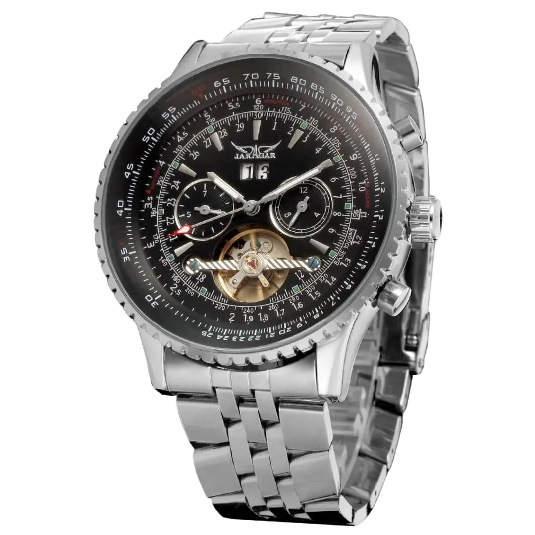 Jaragar Mens Watches Luxury Military Sport Wristwatch Automatic Mechanical - Black