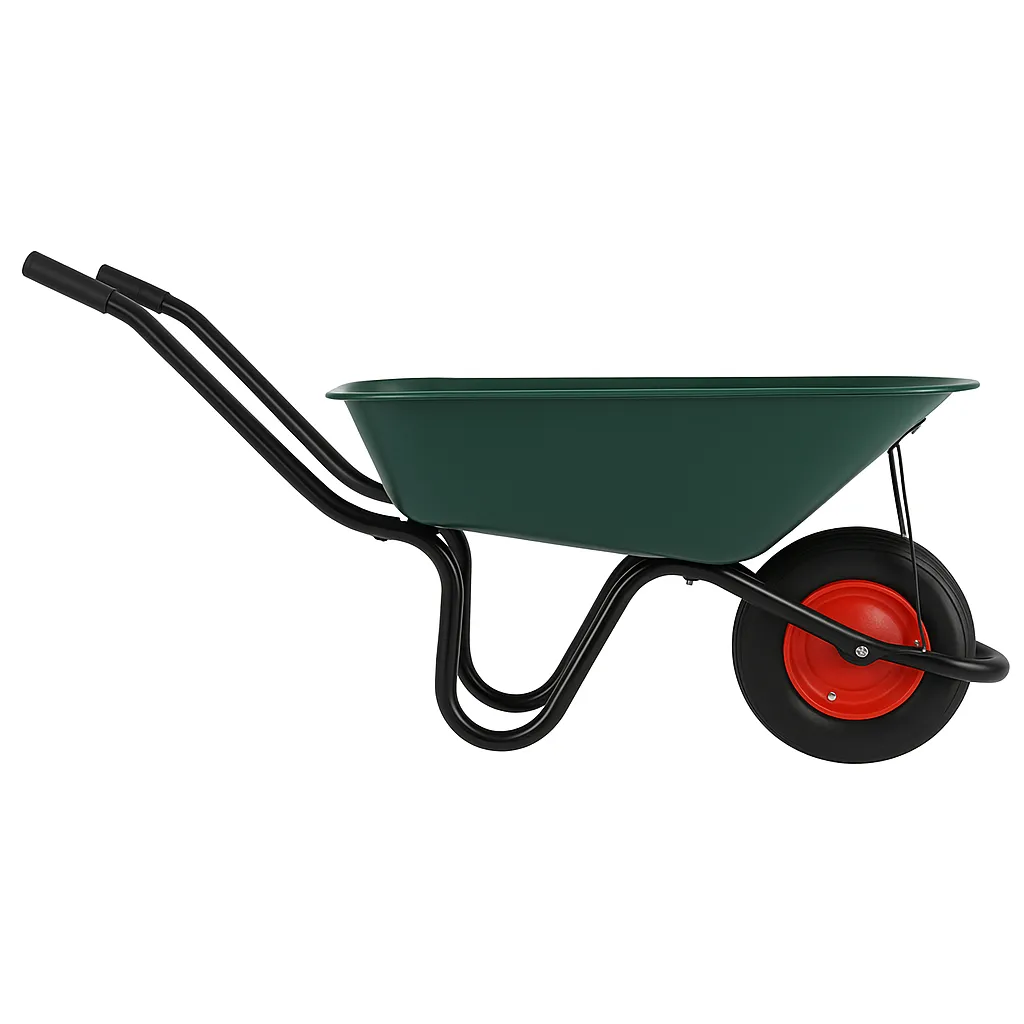 Wheelbarrow C-Pan with Pneumatic Wheel - Heavy Duty Steel Tray