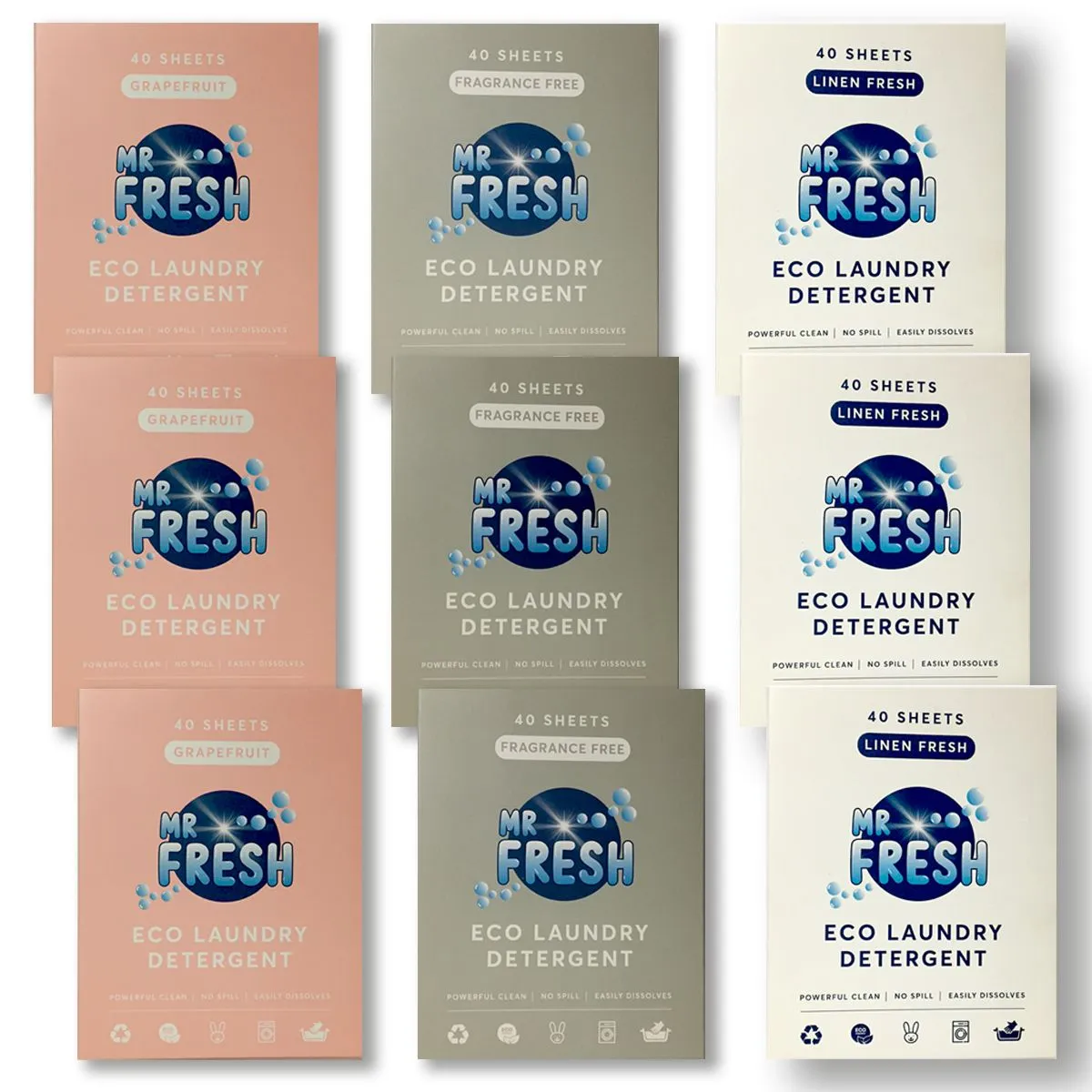 Mr Fresh Washing Machine Laundry Detergent Sheets- Mixed Fragrance combo(9)