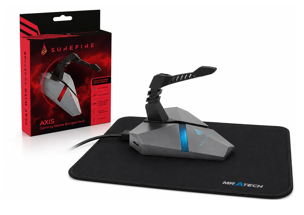 SureFire AXIS Gaming Mouse Bungee Hub + MR A TECH DeskPad