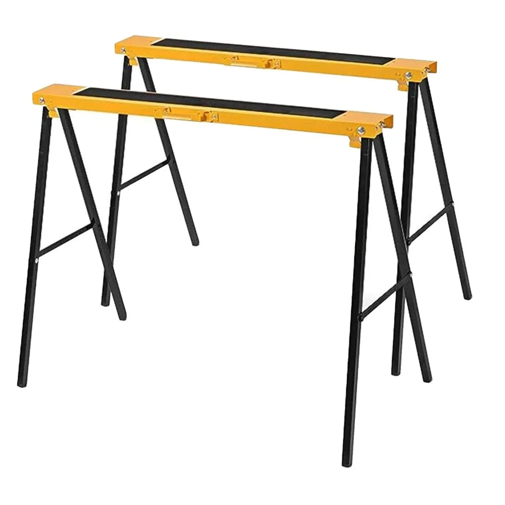 Tool Heavy Duty Saw Horse Metal Frame Folding Stand Set of 2 -99.5cm