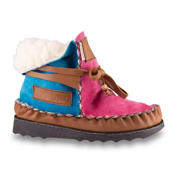 Gurmuki - Ladies Sheepskin Wool Ankle Boots - 2Tone Pink