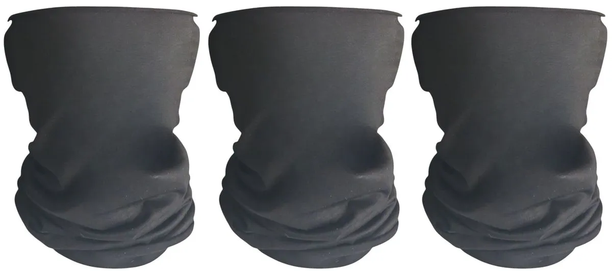 Neck Face Gaiter Multifunctional Head Neck Wear - 3 Pack Combo - Black