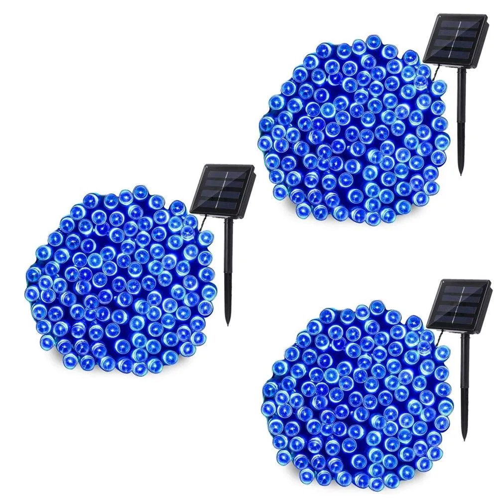 String Lights Fairy Lights Outdoor Solar -100 LED Bulbs Christmas Lights x3 - Blue