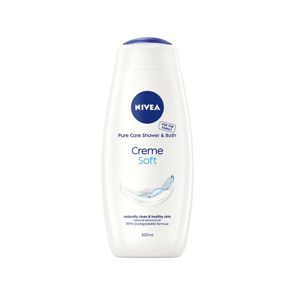 NIVEA Creme Soft Shower Cream Body Wash with Natural Almond Oil, 500ml