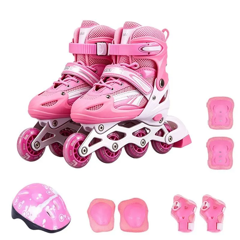 Adjustable Kids Inline Skates Size S for 3-7 Years Old, Triple Lock System