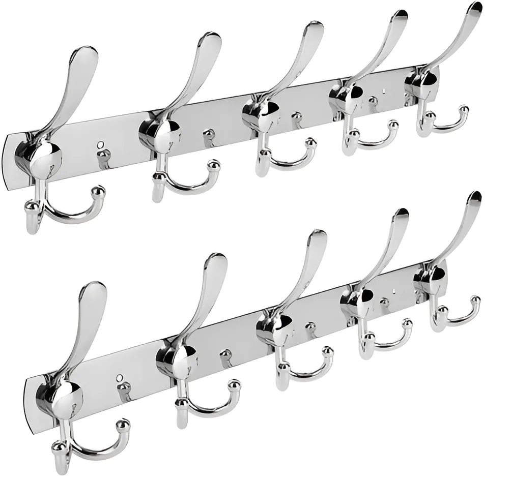 Wall Hook Rack for Coats, Hats, Bags, Towels, Stainless Steel - 45CM - Set of 2