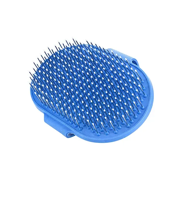 Pet Bathing Steel-Pin Gentle Grooming Massaging Deshedding Brush Mitten - Blue
