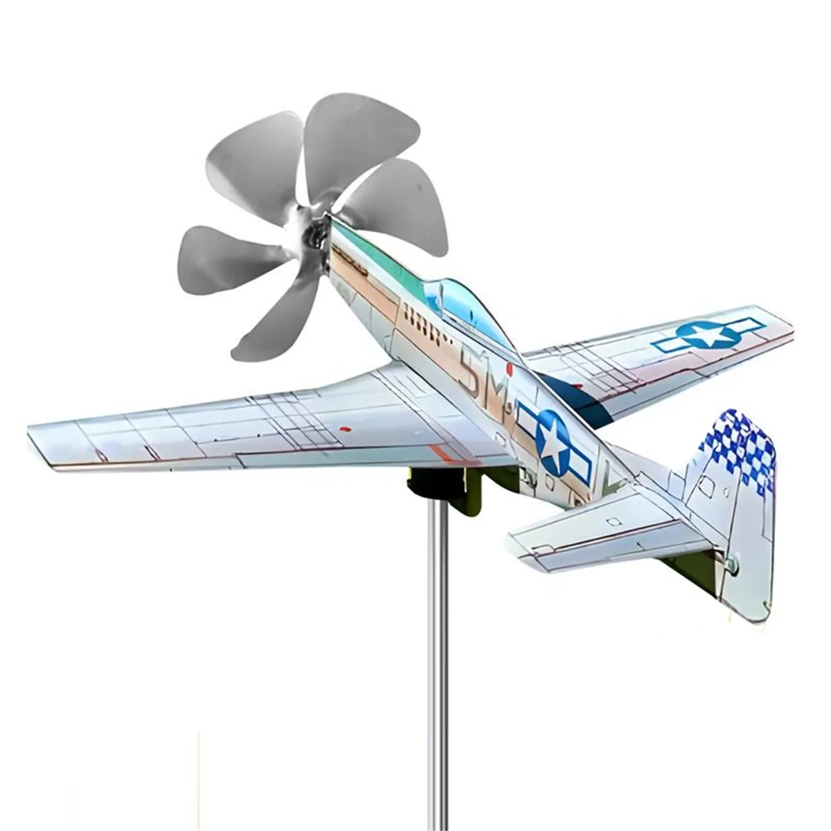 3D Plane Garden Weather Vane Pinwheel Anti-Corrosion Metal Airplane