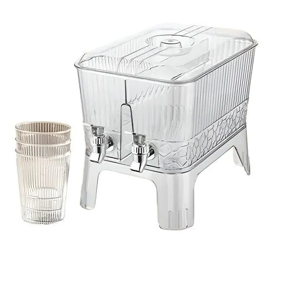 5.5L Beverage Dispenser, Party Drink Dispenser With Double Tap And 4 Cups