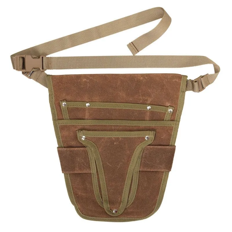 Durable Electrician Tool Bag Heavy Duty Fabric Work Tool Storage Organizer - Brown
