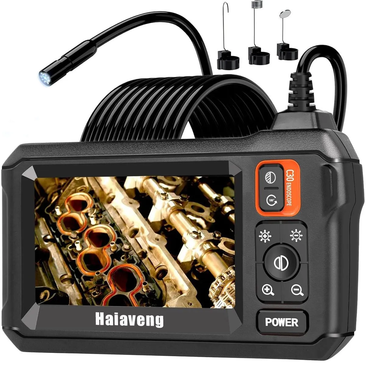 Endoscope Camera with Light, Borescope Camera with 4.3" IPS Screen 1080P