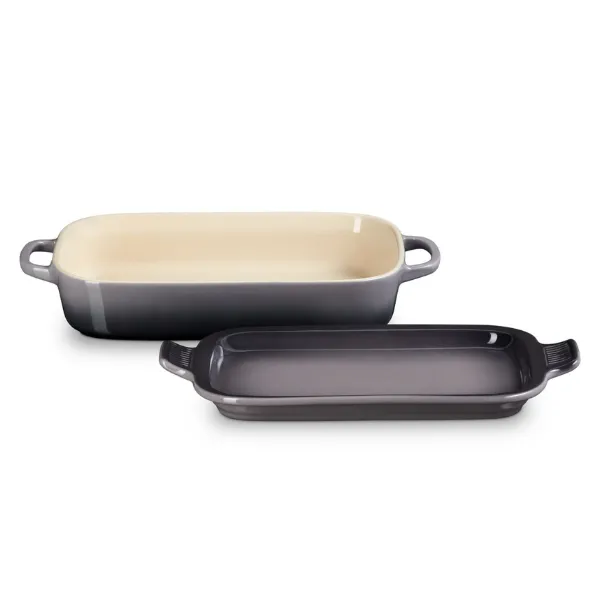 Stoneware Rectangular Dish with Platter Lid 31cm - Flint