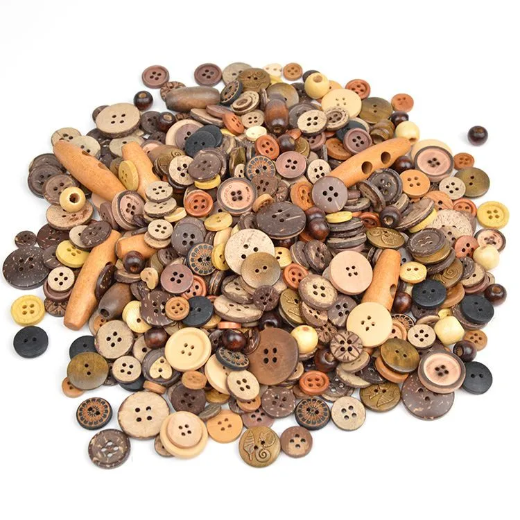 Coconut Wood Handmade Buttons-DIY Sewing Crafts Decorative Painted Buttons