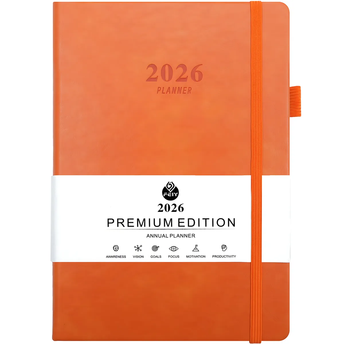 2026 Daily Planner A5 Notebook Monthly Agenda Organizer with Dated Calendar - Orange