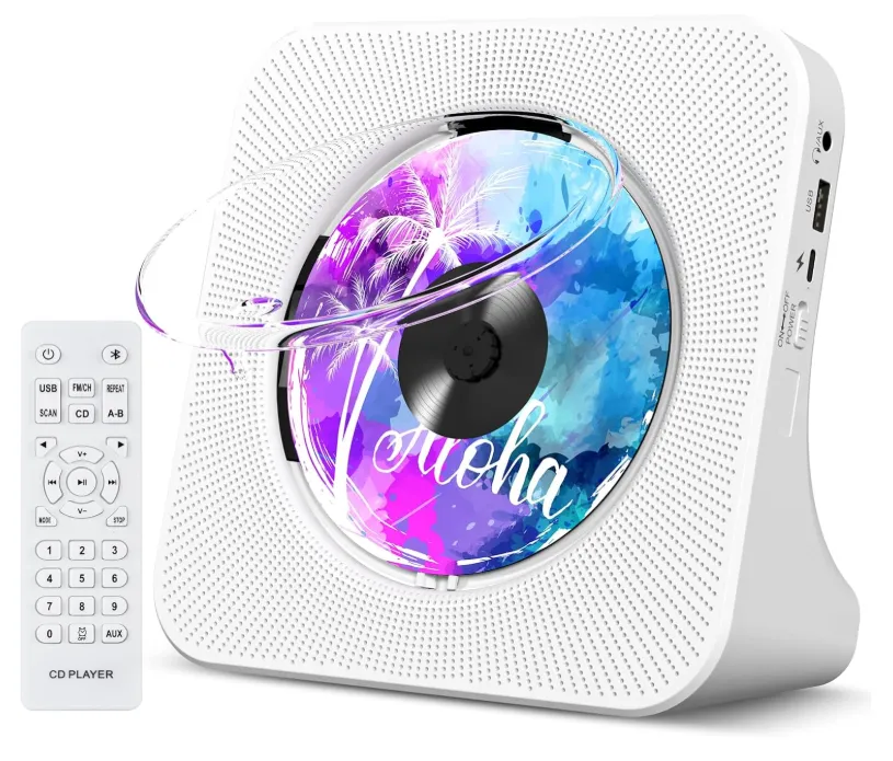 Portable Bluetooth CD Player with FM Radio, USB & HiFi Speakers