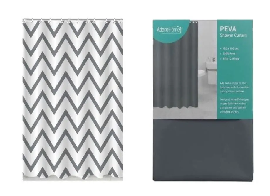 2 Shower Curtains Grey Chevron & Slate Grey