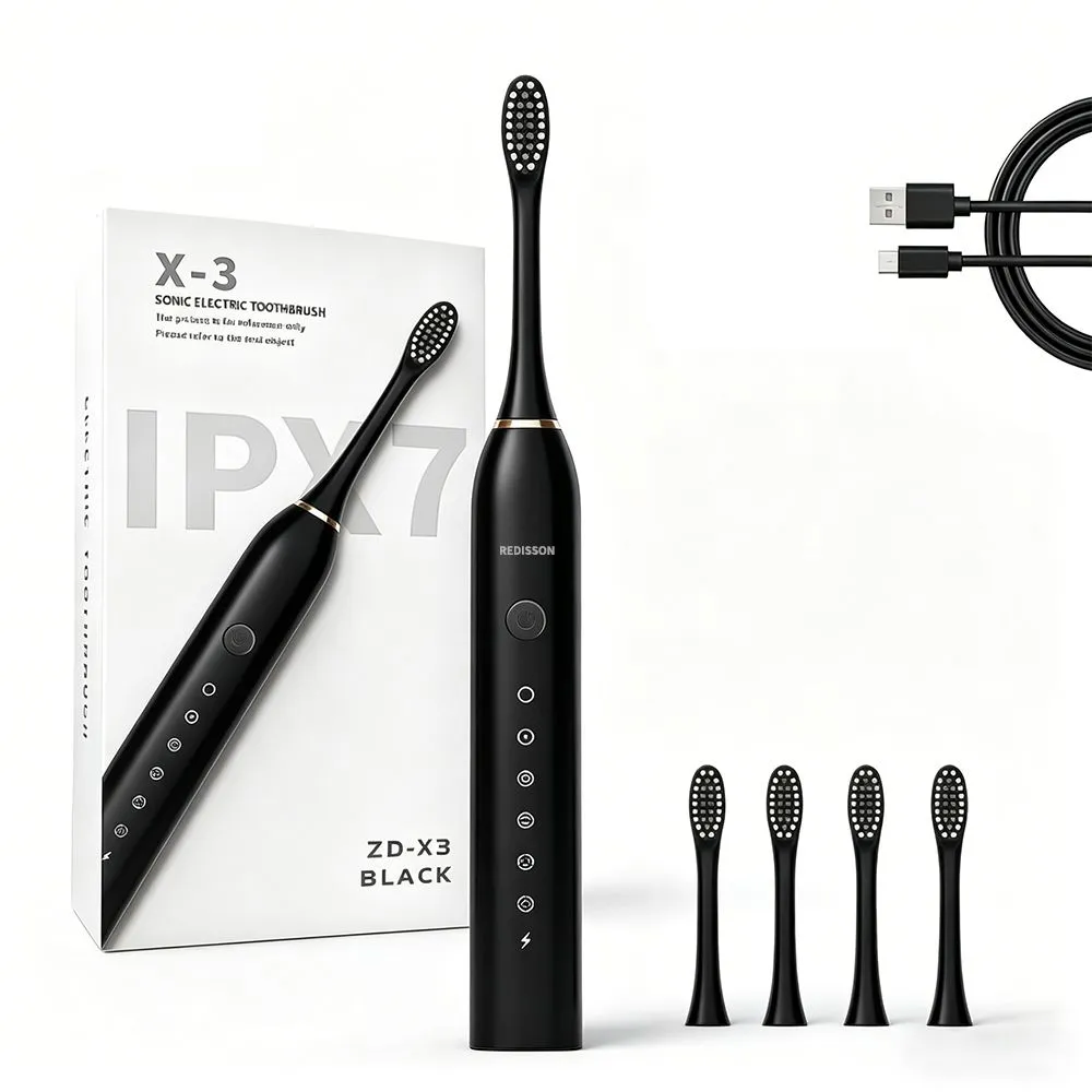 REDISSON Electric Toothbrush, Rechargeable Toothbrushes with 4 Brush Head - Black