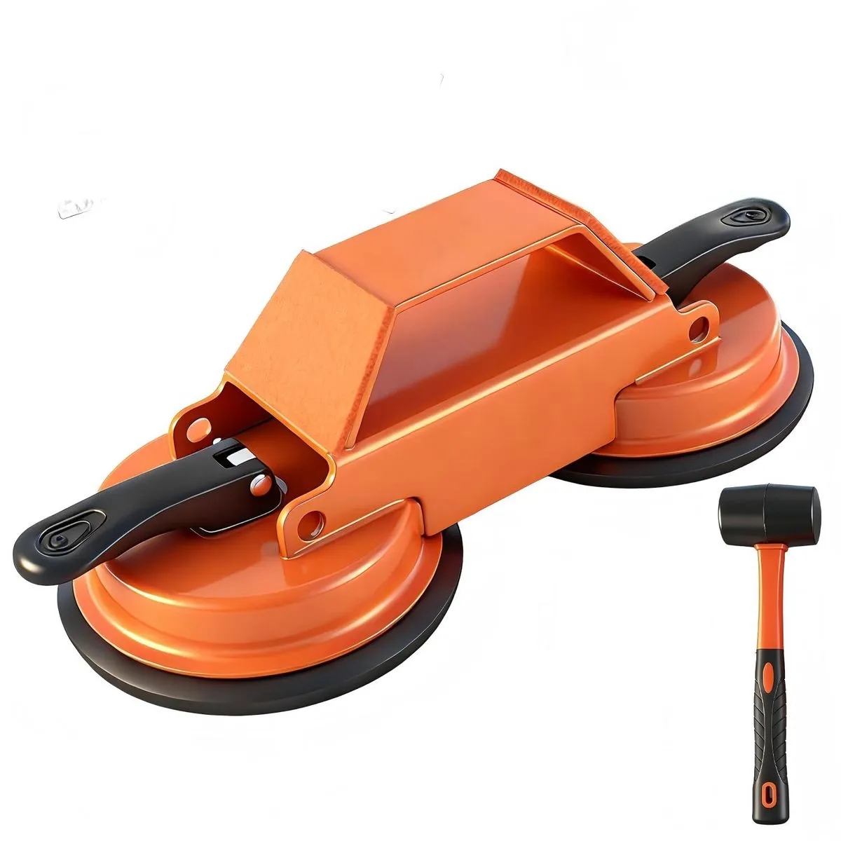 Floor Gap Fixer Tool with Double-headed suction cup & Tile Levelling System - Orange