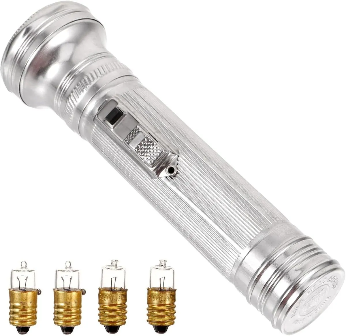 Metal Small Portable Flashlight Vintage Old-Fashioned 2-Cell No Battery