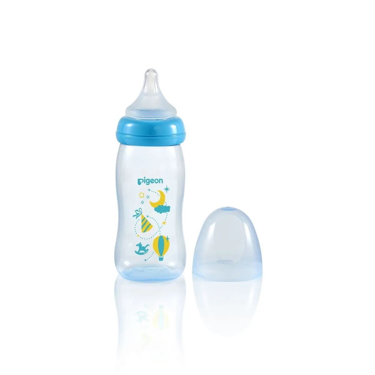 Pigeon SofTouch Clear Peristaltic Plus Baby Bottle - 240ml - Blue