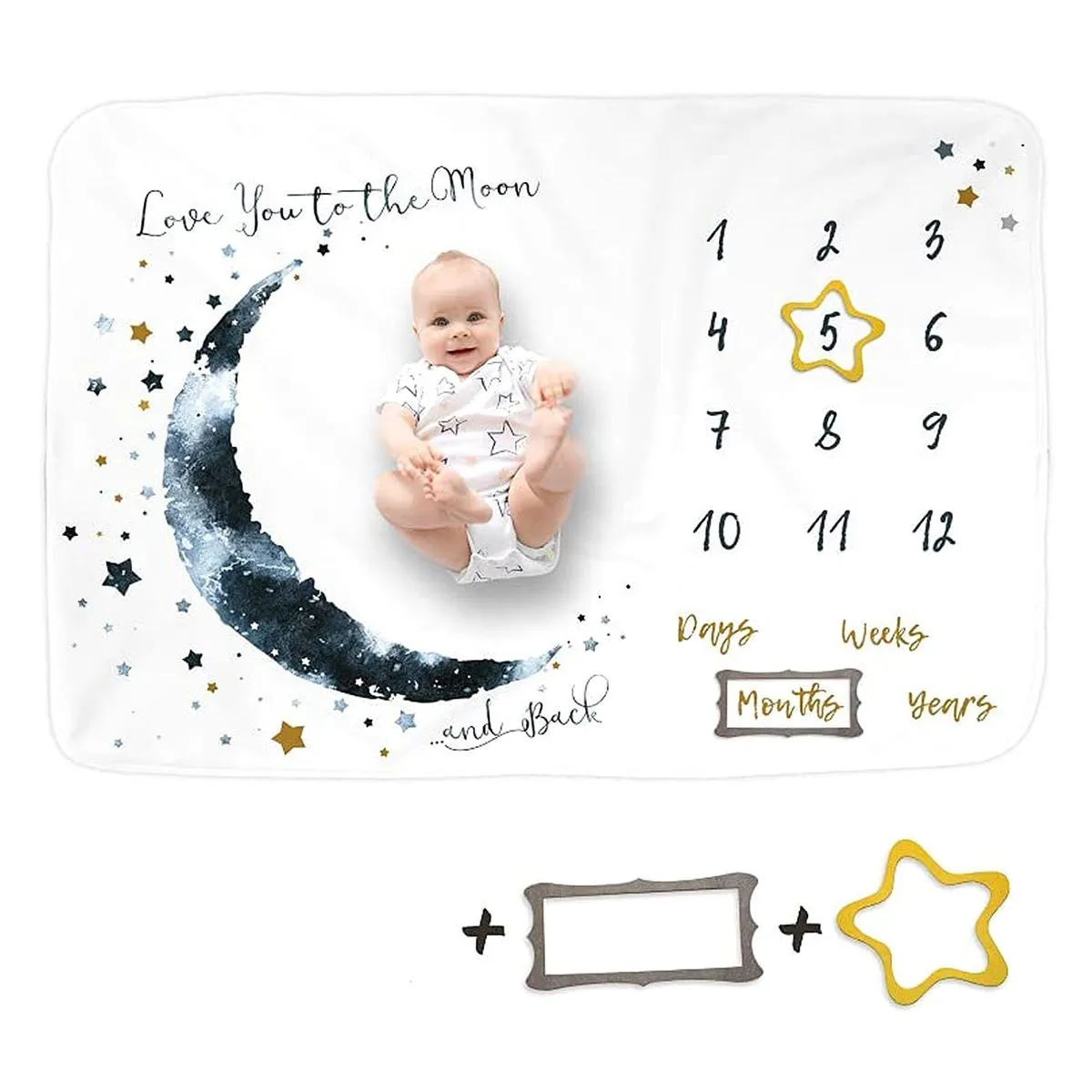 Baby Monthly Milestone Blanket Soft Plush Fleece Memory Blanket