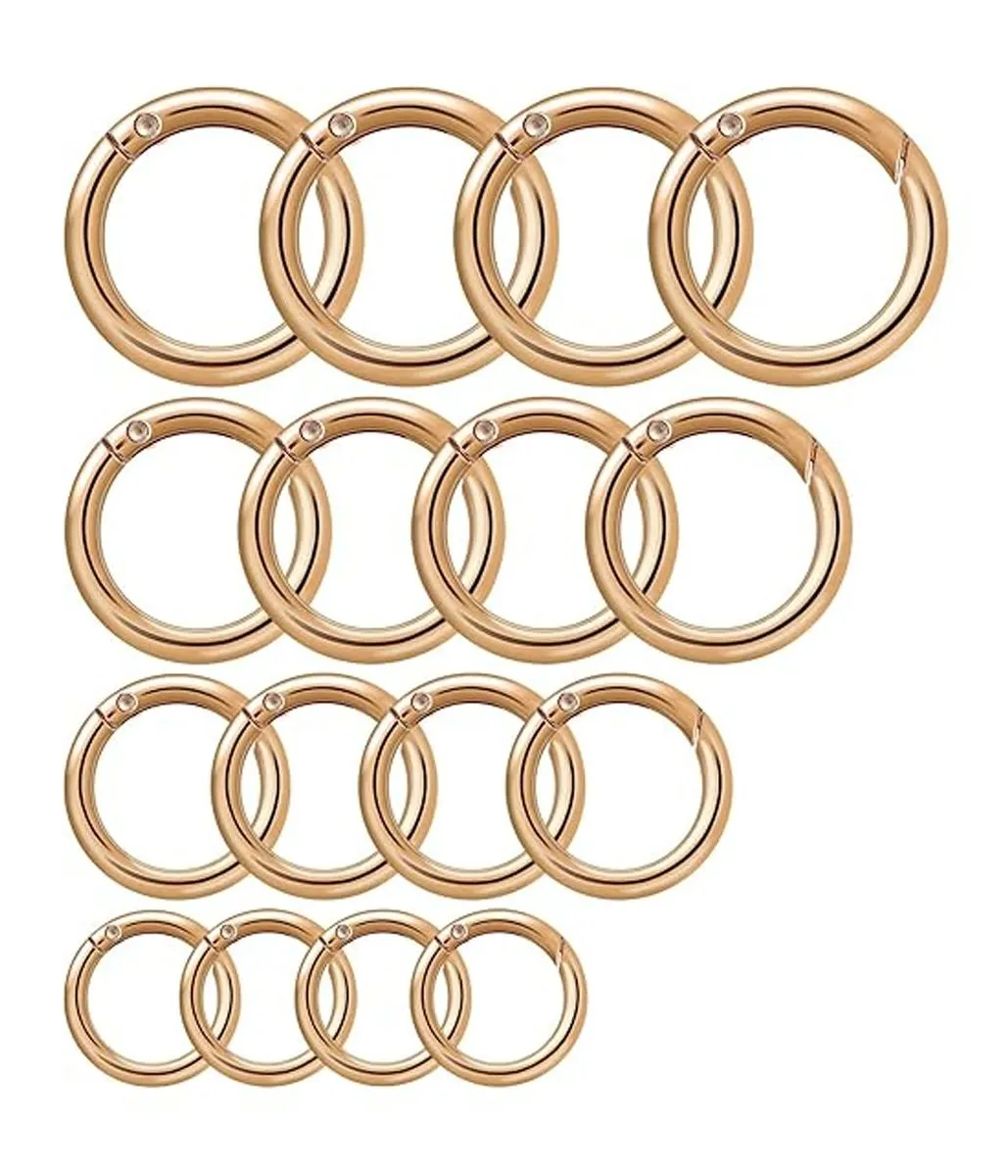 O Ring Clip Spring O Ring Clasp Round Mini Carabiner for Bag Handbag Strap - Gold