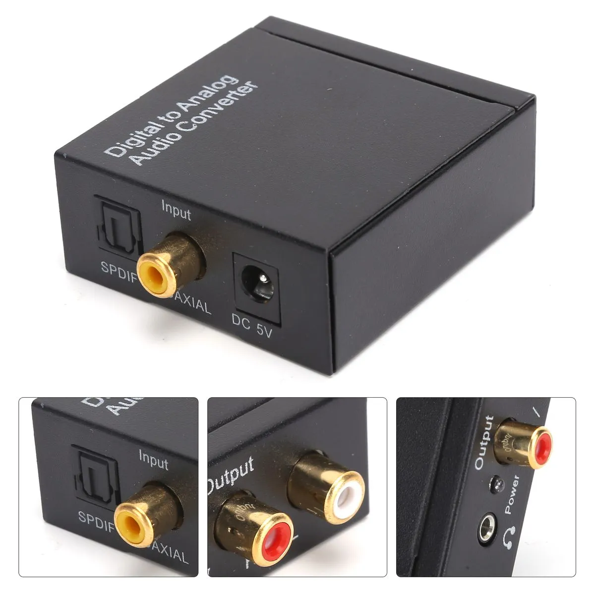 Digital to Analog Audio Converter, Optical Coaxial to RCA L/R Adapter
