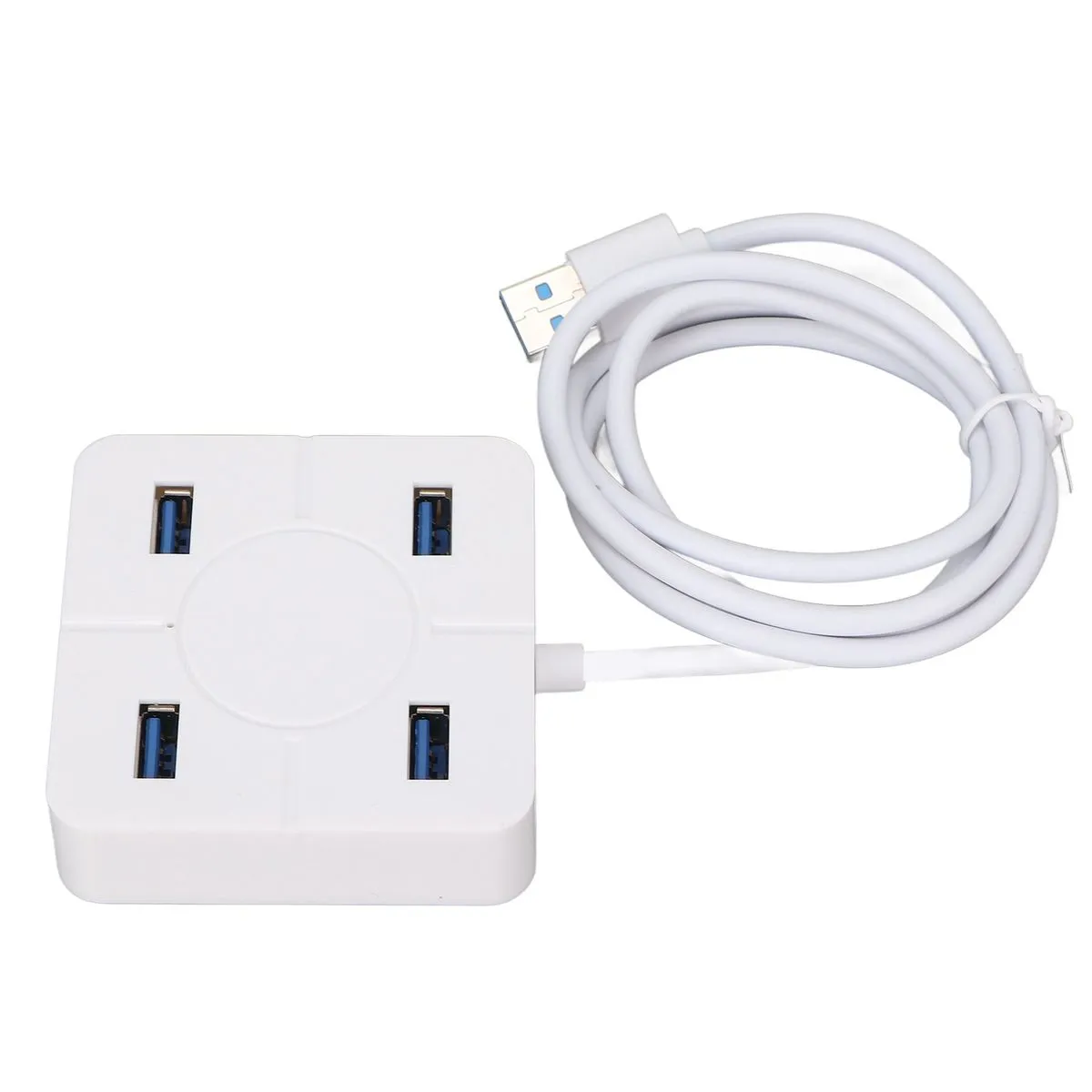 USB Hub 4 Ports White Portable Splitter for Hard Drives