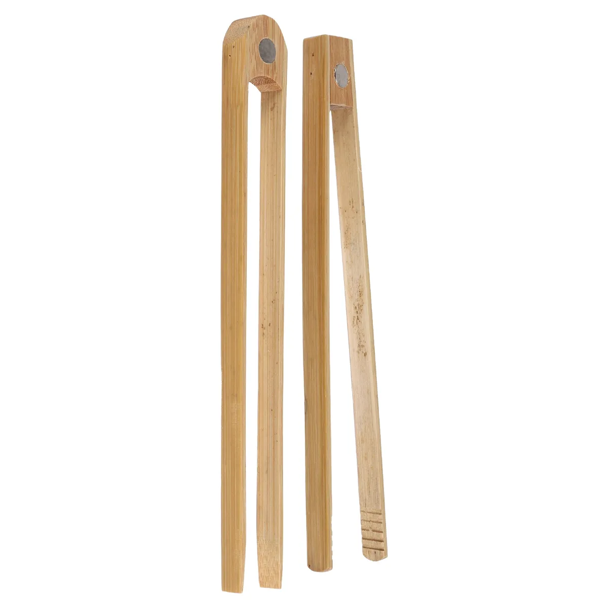 2 Pieces Magnetic Bamboo Toaster Tongs 8.7 Inch Wooden Kitchen Toast Tongs