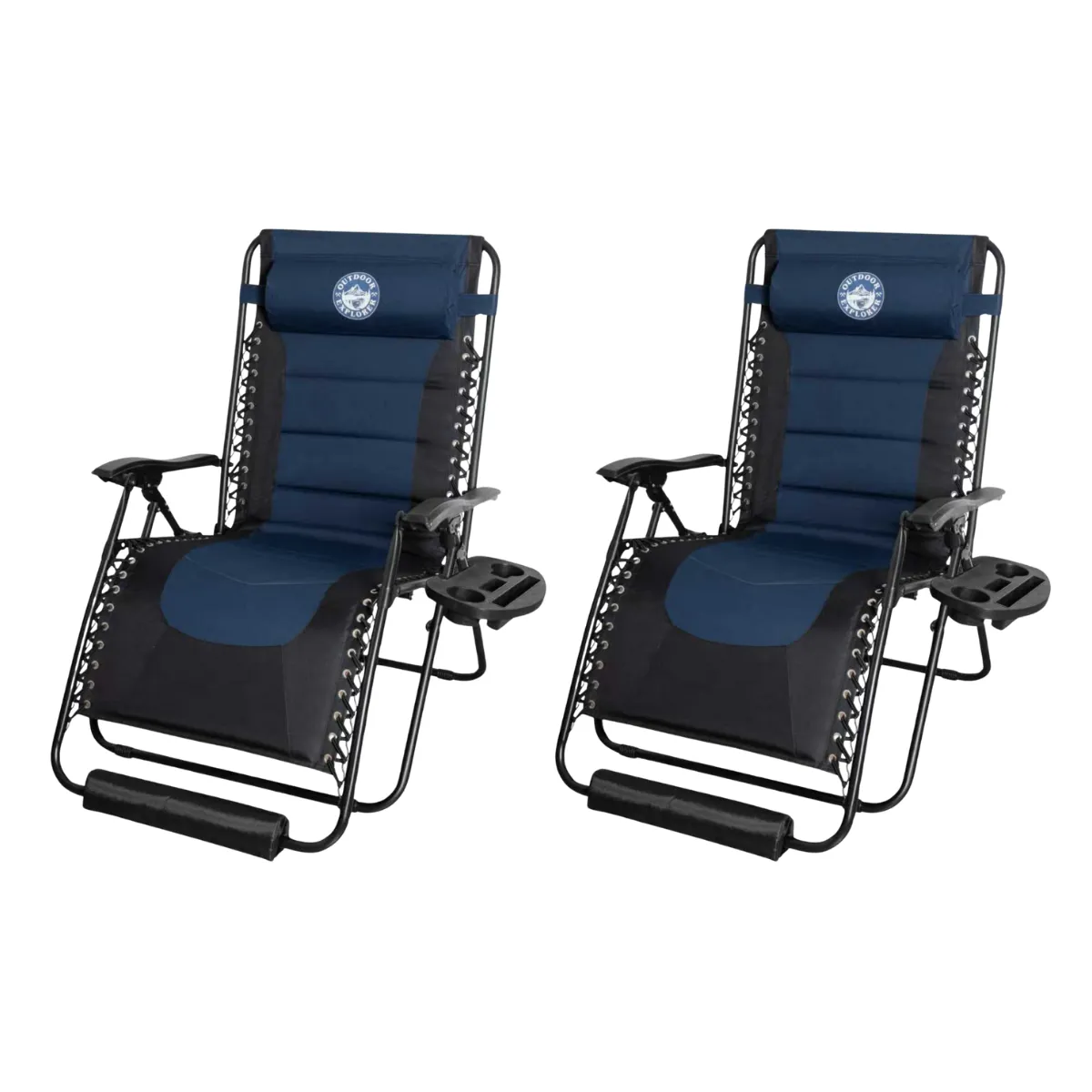 Outdoor Explorer160kg Padded Sun & Camping Lounger - Folding Recliner Chair - Midnight Blue
