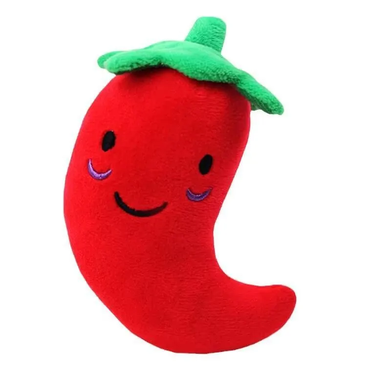 Chili Shaped Plush Squeaky Dog Toy Soft Pet Chew Toy For Dogs Cats