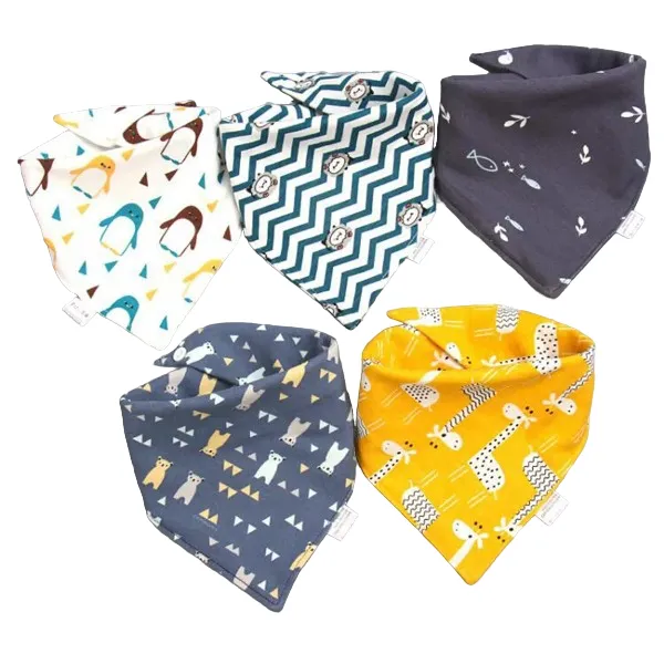 5 Pack Baby Bandana Bibs - Blue