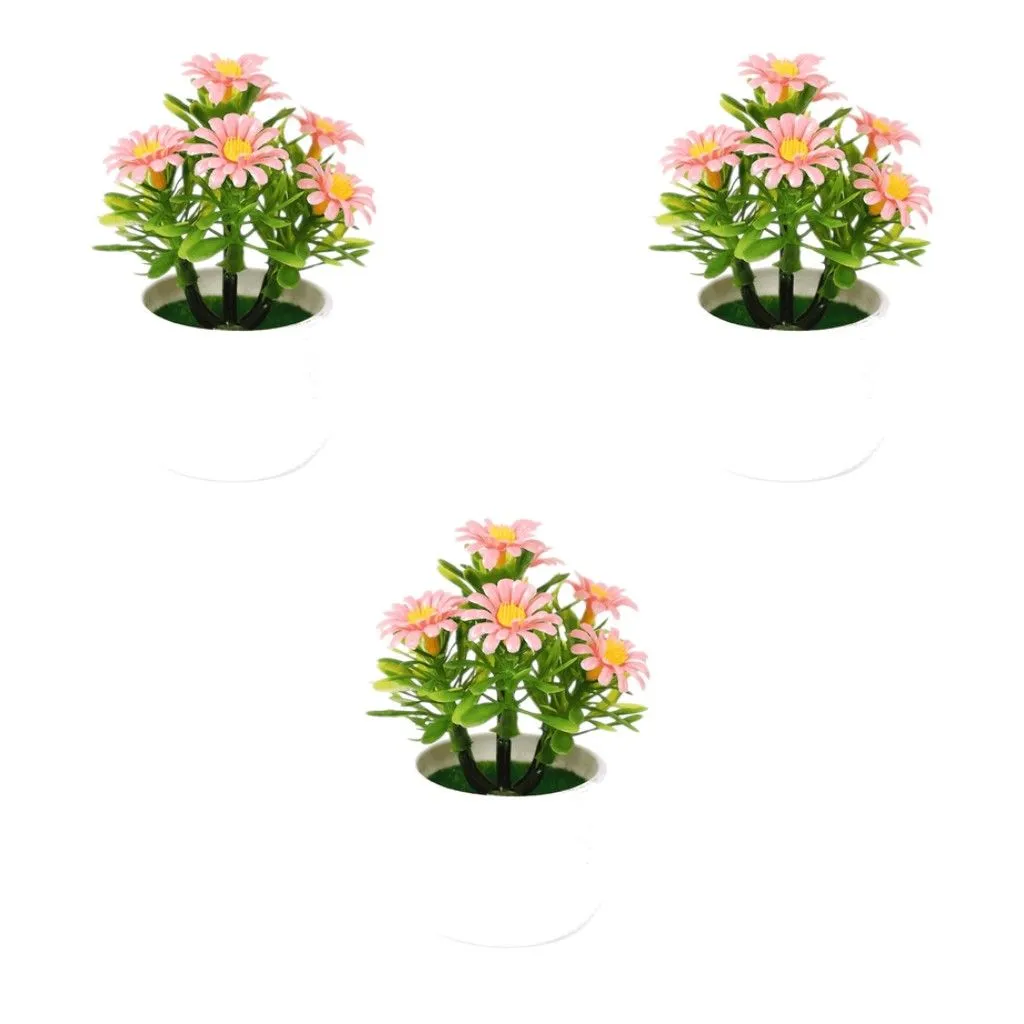 3 Pack - Mini Artificial Sunflower Plant - Pink