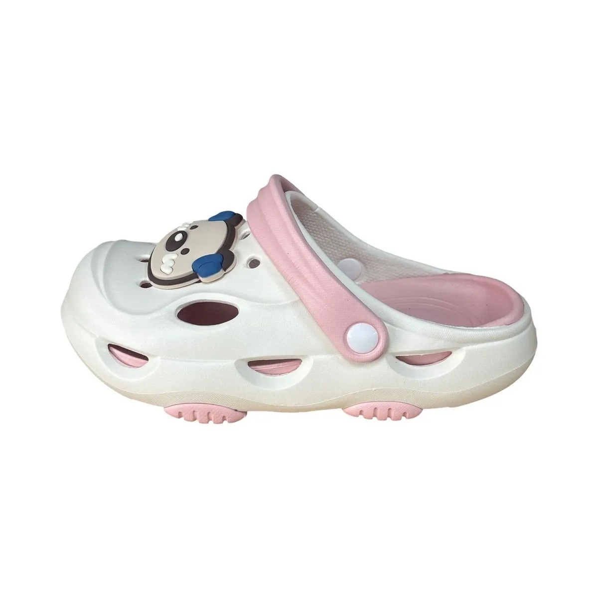 Children's White Pink Clogs - Cute Panda Design Slip-On Garden Shoes