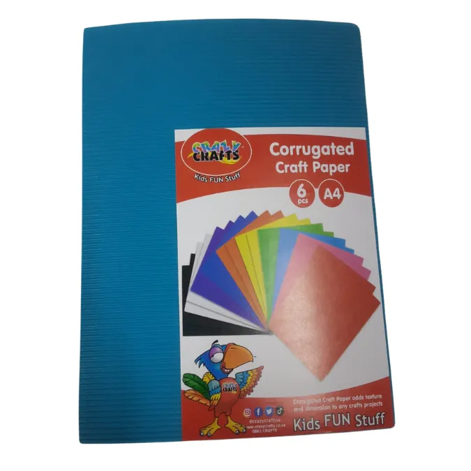 Crazy Crafts A4 Corrugated Craft Paper 6pcs - Lightblue