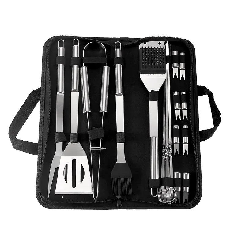 20 Piece Stainless Steel BBQ Grill Tool Set with Case, Heavy Duty Braai Kit