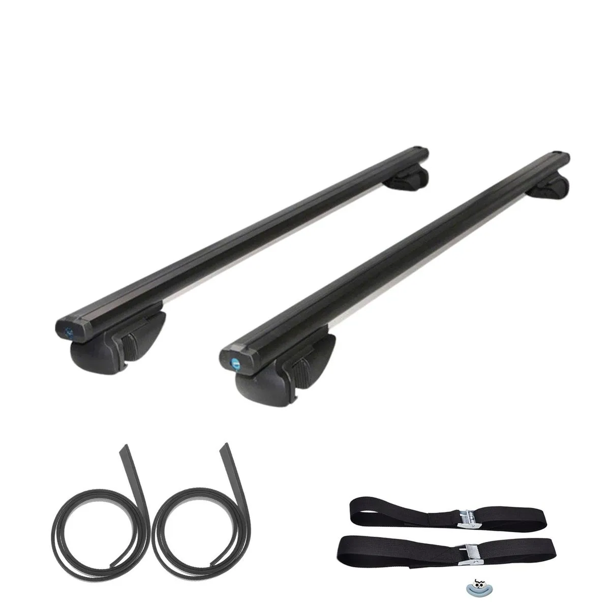 120cm Luggage Roof Rack Crossbar, Anti-Theft Lock,Luggage Securing Straps - Black