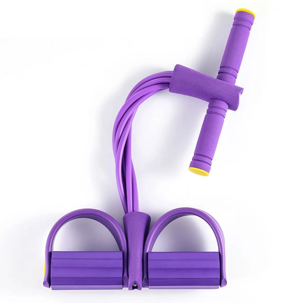 Foot Pedal Resistance Band Trainer - 6 Tube Fitness Band Purple