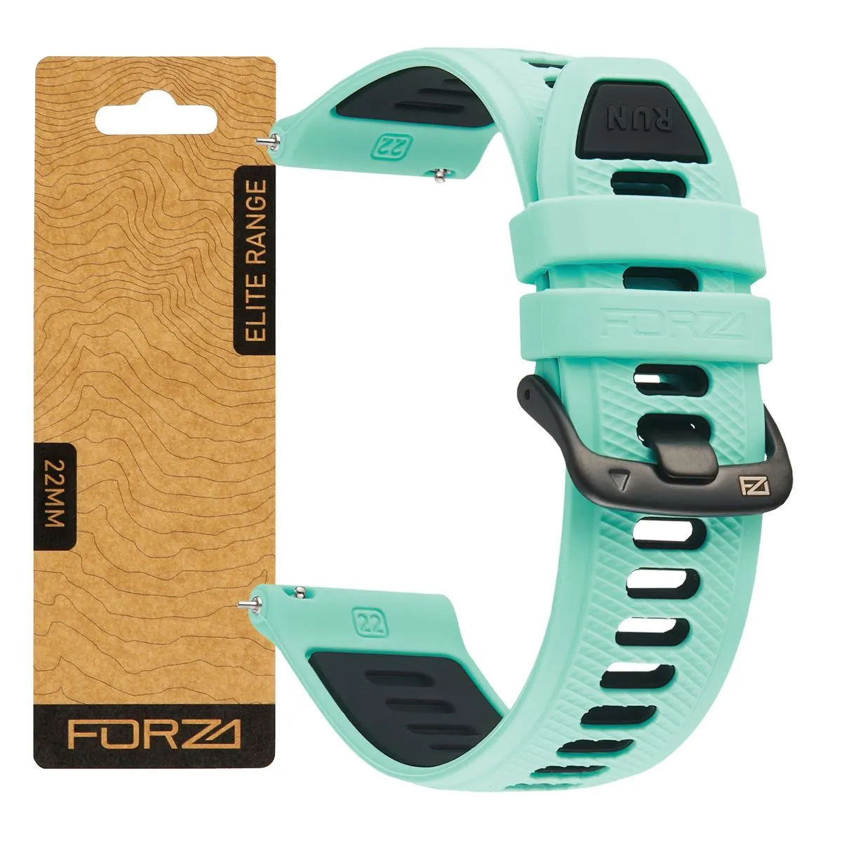 FORZA 22mm Quick Release Two-Tone Watch Strap Compatible with Garmin & More - Aqua/Black