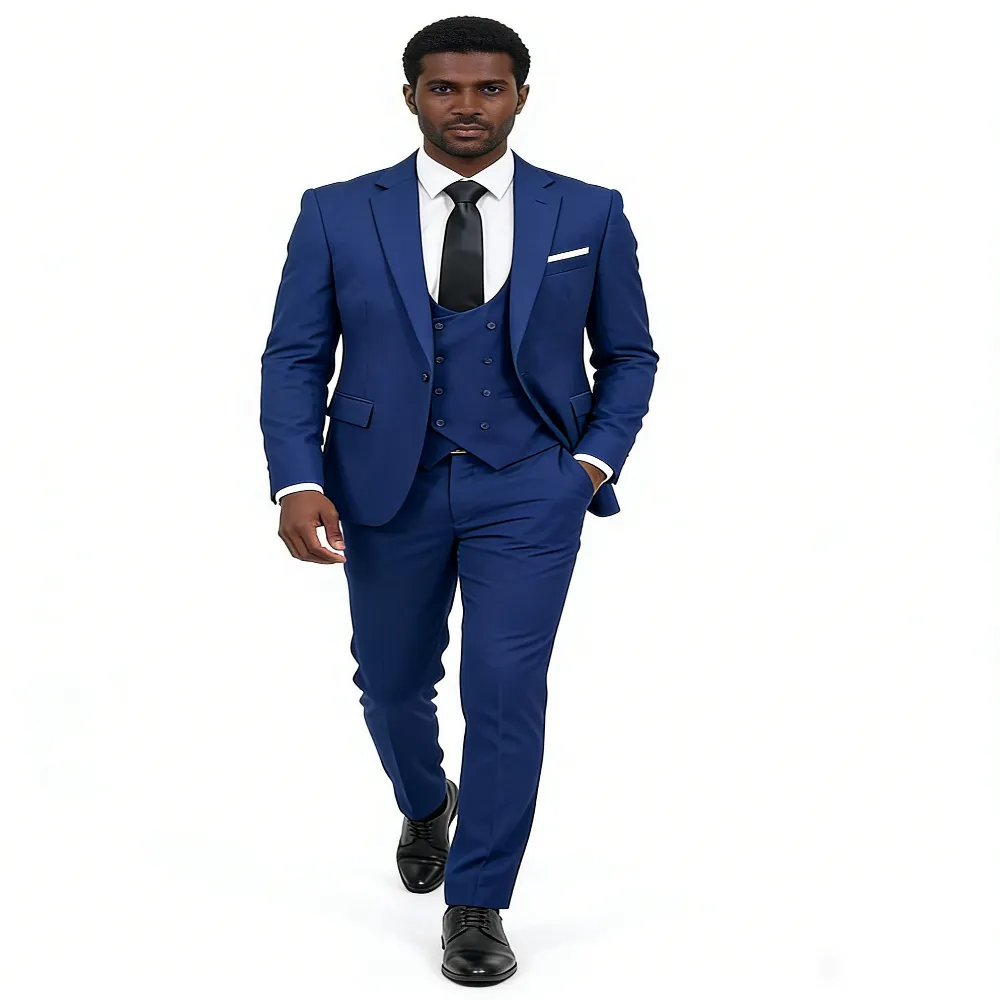 Men's Formal Slim Fit Suit Set Royal Blue - Lively - 3 Piece