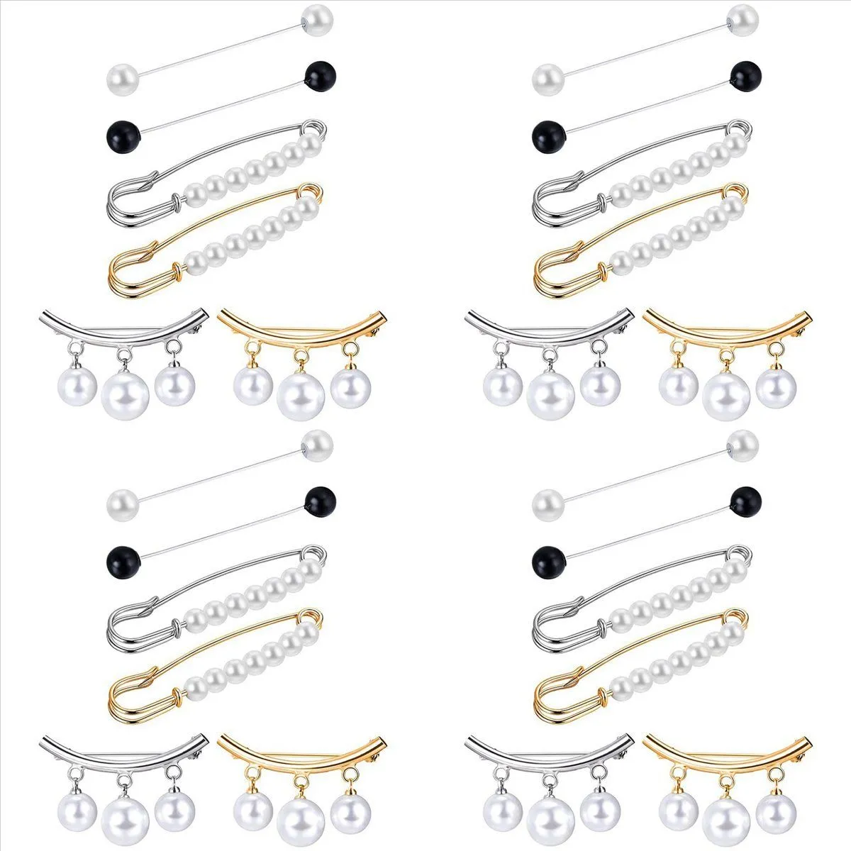 6 Pieces Sweater Shawl Clips Faux Pearl Dresses Cardigan Brooch
