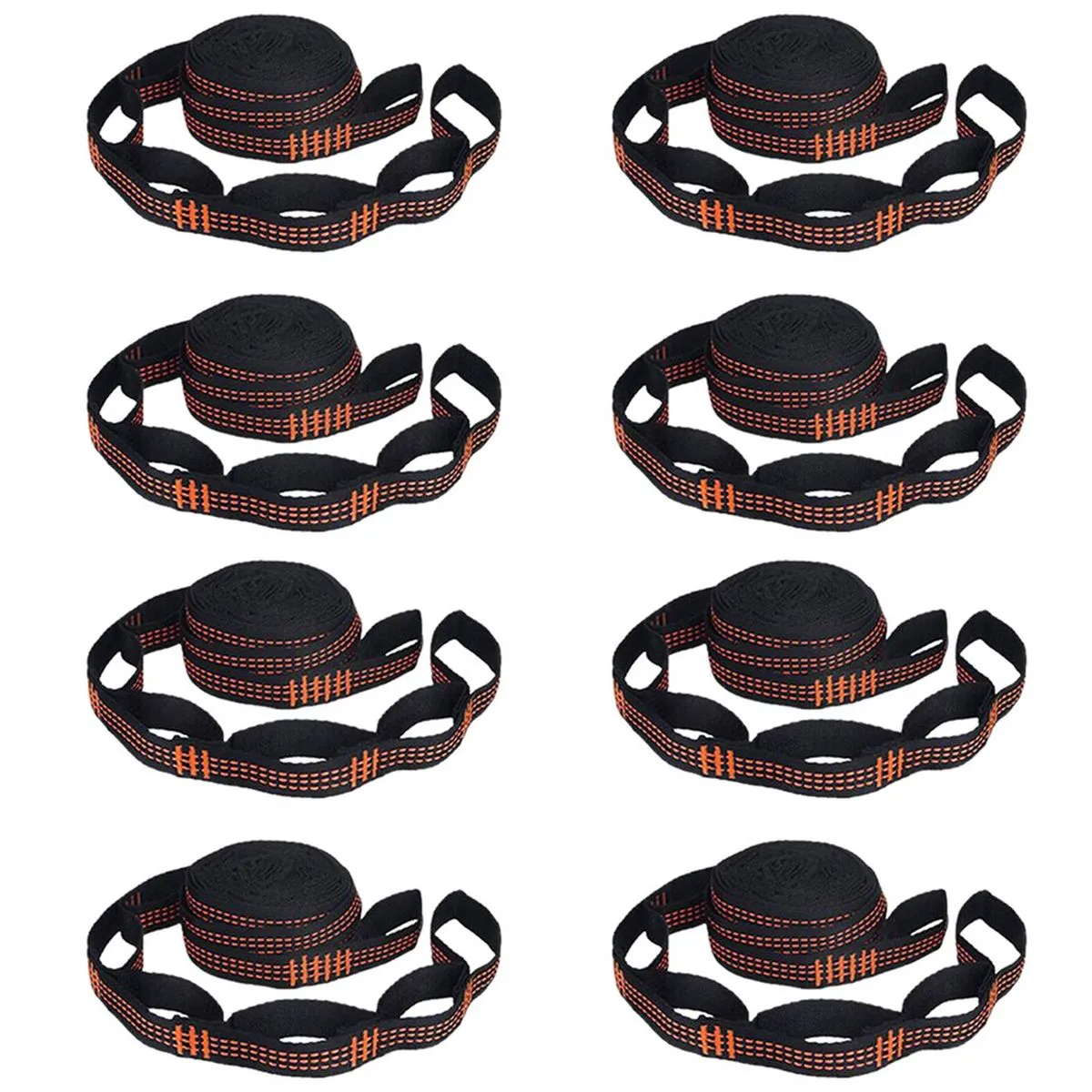 8 Pcs 5-Ring High Load-Bearing Hammock Straps For Home Outdoor Orange